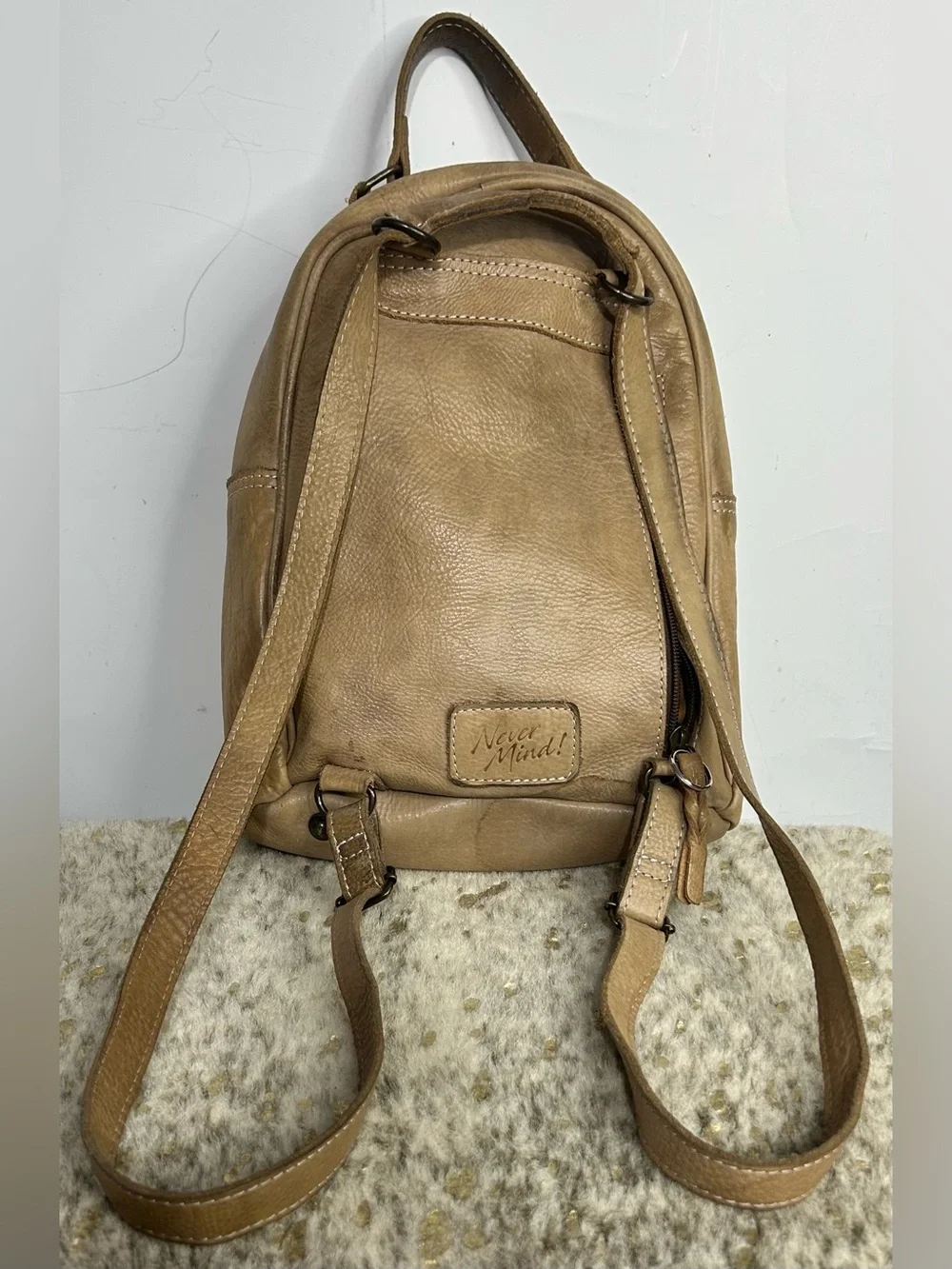 Nevermind! Tan Leather Backpack Purse‎